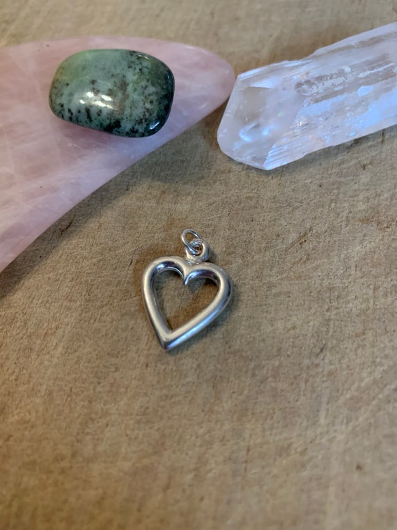 Vintage Sterling Silver Open Heart Pendant