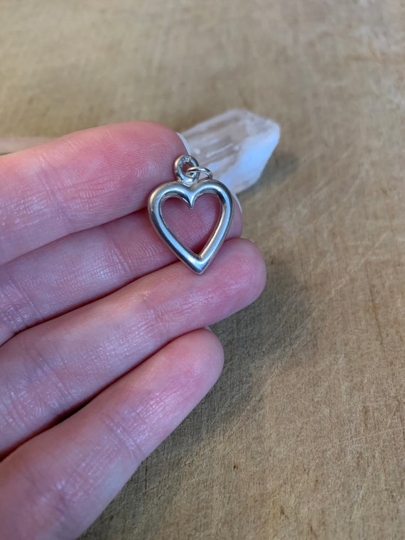 Vintage Sterling Silver Open Heart Pendant - image 5
