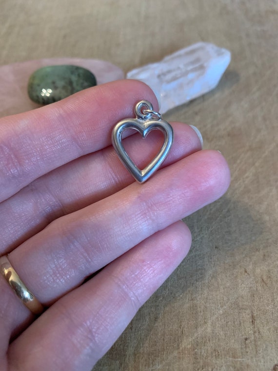 Vintage Sterling Silver Open Heart Pendant - image 6