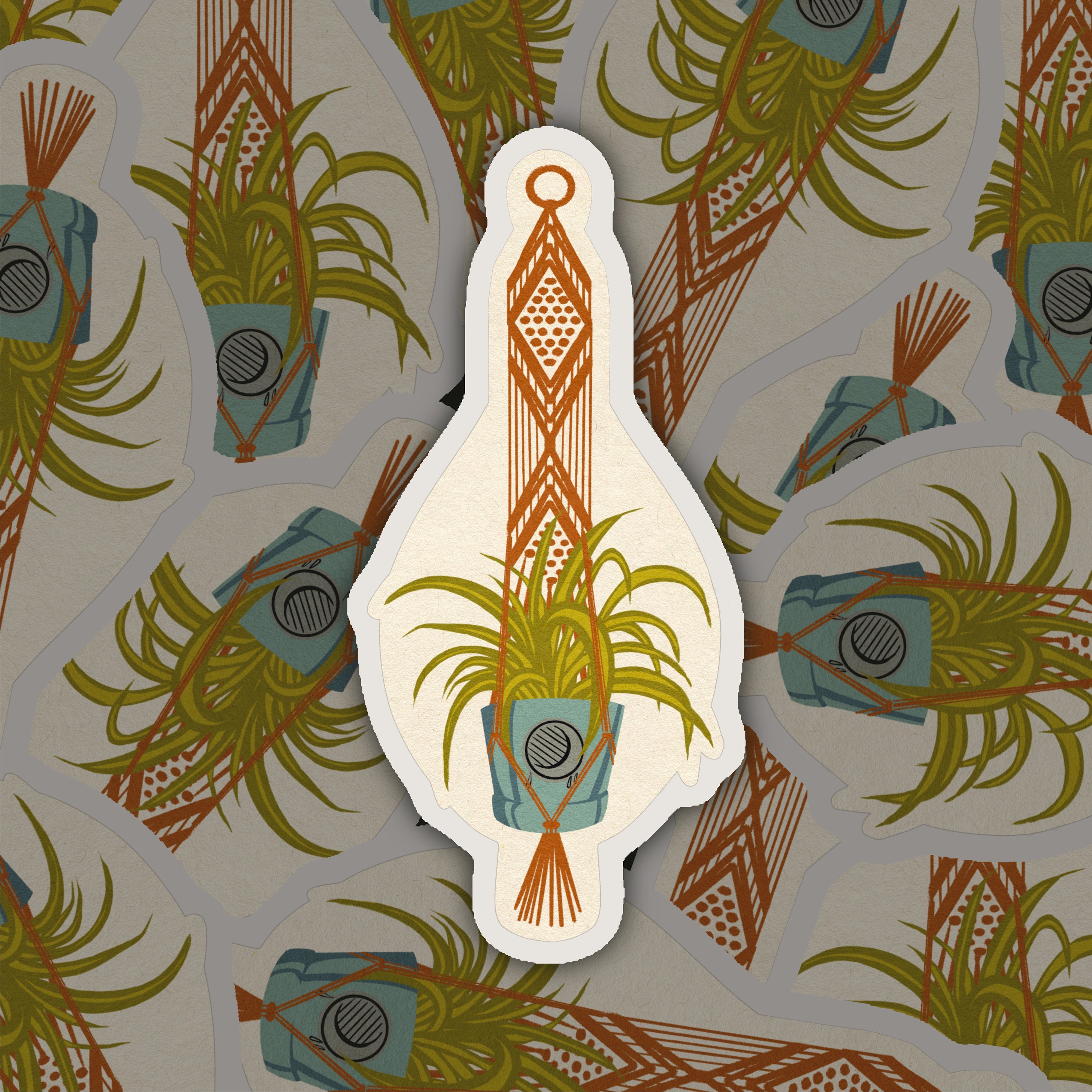 Macrame Plant Hanger Spider Plant Sticker - Etsy