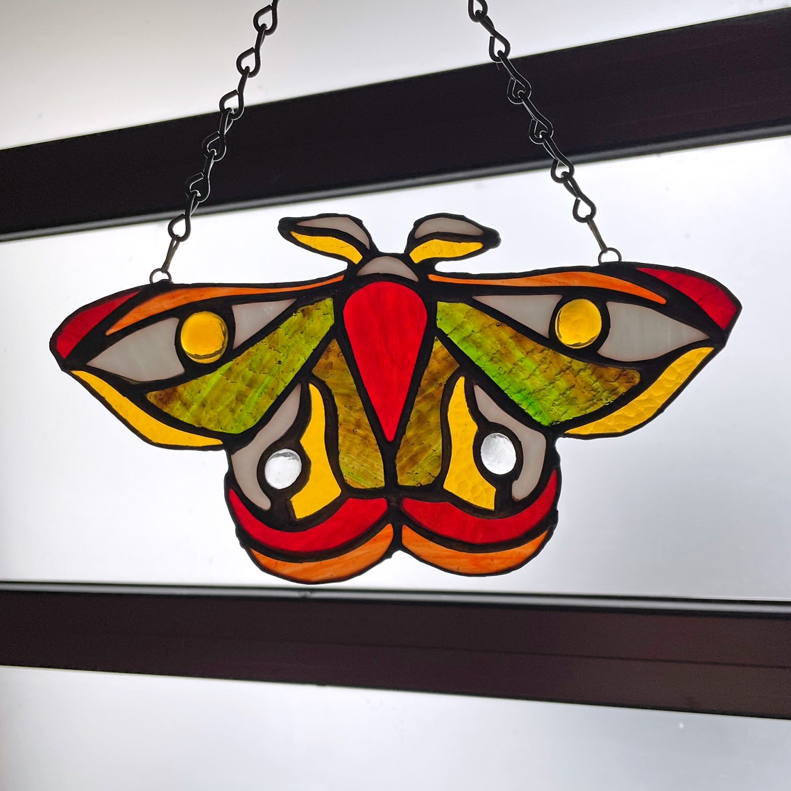 Tattoo Style Moth Stained Glass Suncatcher Glass Art - Etsy