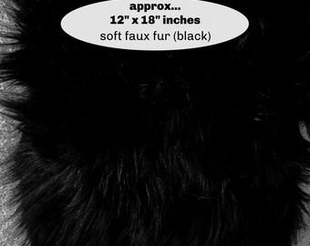 Black Soft Faux Fur, 12 x 18 inches - Craft Fun Fur