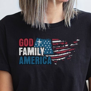 God Family America T-shirt, Patriotic T-shirt, American Flag Tee, Christian Apparel, God and Country Shirt, American Pride Apparel