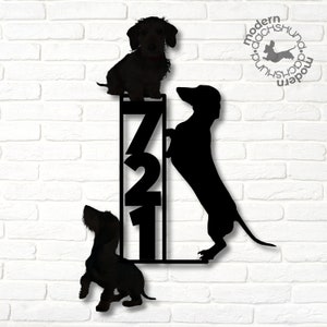 Two Wires and a Smooth Dachshund Lovers Address Sign