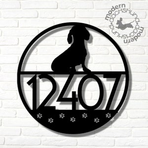 Contemplative Ween Dachshund Lovers Custom House Number, Doxie Theme Address Sign, Address Numbers for Wiener Dog Lover
