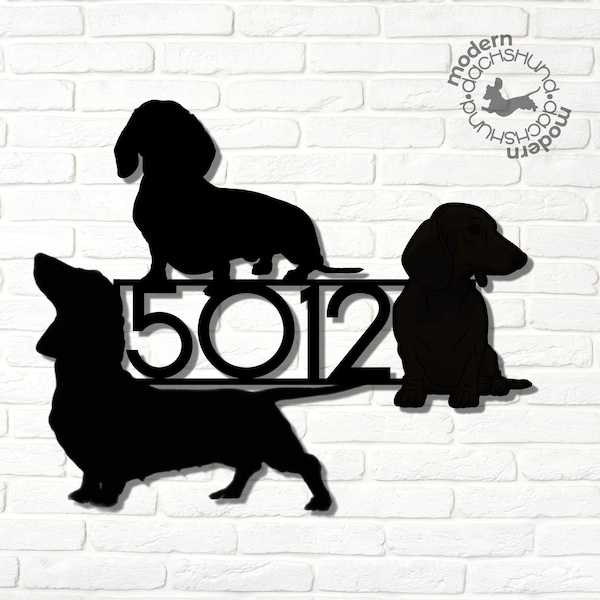 3 Smooth Weens 2, or Let's Design Your Fam Sign Together Dachshund Lovers Custom House Number, Multi Doxie Wiener Dog Lover Address
