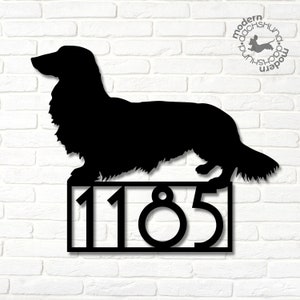 Long and Elegant Dachshund Lovers Custom House Number, Doxie Theme Address Sign, Address Numbers for Wiener Dog Lover