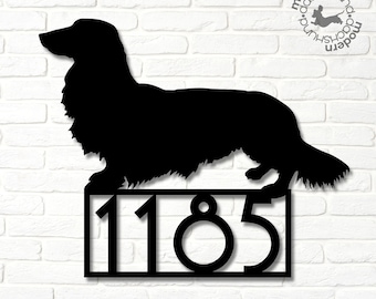 Long and Elegant Dachshund Lovers Custom House Number, Doxie Theme Address Sign, Address Numbers for Wiener Dog Lover