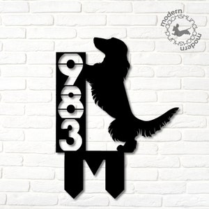 Long Hair Dachshund Address Sign, Custom House Number, Metal Doxie Decor