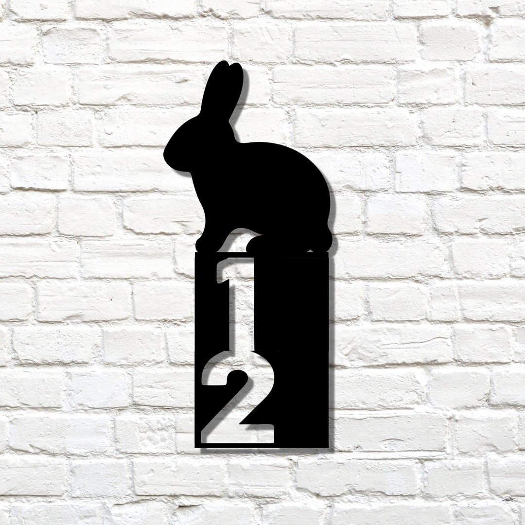 Bunny Rabbit House Address Sign, House Numbers for Gardener, Cute