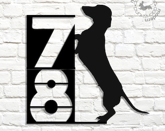 Dachshund Lovers Custom House Number, Doxie Theme Address Sign, Address Numbers for Wiener Dog Lover