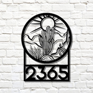 Custom Metal Desert Address Sign, Cactus House Numbers, Southwest Decor