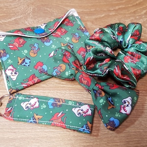 Paquete FF Cats - Scrunchie, llavero, billetera, lazo para el cabello, rojo, blanco, negro, mago, guerrero, ladrón, monje, luchador, lindo, chibi, og, nostálgico, 1