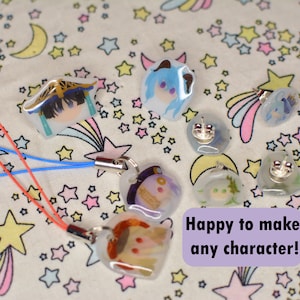 Genshin Charms-kolczyki, zawieszki do telefonu, przypinka, odznaka, urocze, gry w gry, wpływ, ganyu, furina, nahida, venti, hu tao, kazuha