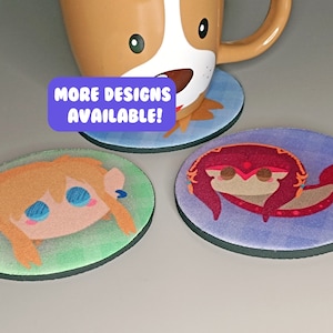 BOTW Circle Rubber Coasters - Breath of the wold, zelda, tears, link, impa, mipha, revali, urbosa, custom, chibi, lofi