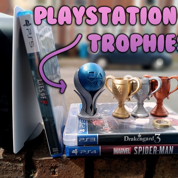 Miniature Playstation Trophies - Bronze, Silver, Gold, Platinum - accessory gift ornament gaming gamer ps3 ps4 ps5 psv