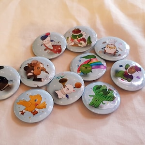FFXIV Minion button badges -Cactuar, Moogle, Chocobo, cute, tonberry, korpokkur piassa