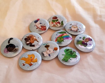FFXIV Minion button badges -Cactuar, Moogle, Chocobo, cute, tonberry, korpokkur piassa