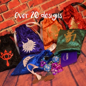The Legend of Zelda Velvet Dice Gift Bags drawstring -Champions, Goddesses, Majora&#39;s Mask, Ocarina