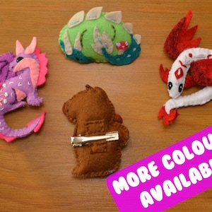 Plush Dragon Hair clips- Sleeping, Sitting, Flying - Multiple colours - Personalisable