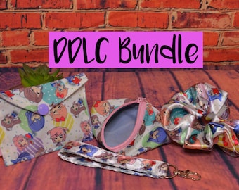 Doki Doki Litetature Club, DDLC, Bundle, Gift, Game, Wallet Pouch, Keyring Scrunchie Sayori, Yuri, Natsuki, Monica