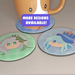 Genshin Circle Rubber Coasters - Open to customs! nahida, kazuha, Xiao, furina, zhongli, ei, yae, cute chibi
