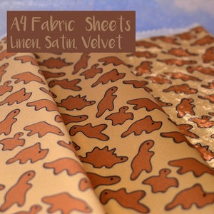 Rozmiar A4 Dinosaur Nuggets Fabrics - satyna, len, aksamit, słodkie, zabawne, dla dzieci, mem