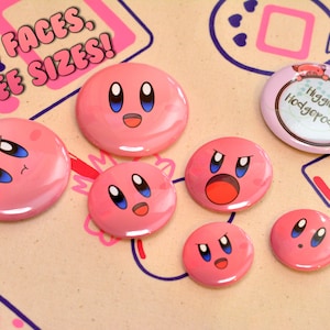 Kirby Mood Face Badges, The Forgotton Land, Poyo, pink, cute
