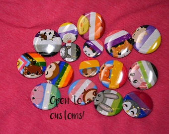Animal Pride Flag Button badges - Open To Customs - LGBT LGBTQ LGBTQA+ 2 sizes - Gay Lesbian Bi Pan Trans Non-binary Asexual 44mm 32mm 25mm