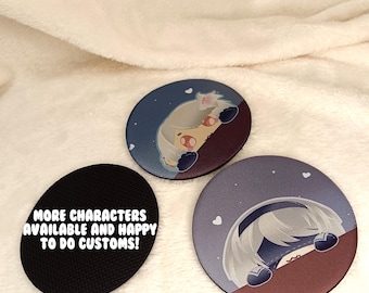 Nier Peep Head Rubber Coasters - Customisable 2B, Ps, A2, Kaine, Emil, Fio, Mama, Replicant, Automata, Reincarnation