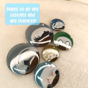 Nier Peep Head-märken - 3 storlekar 25 mm 32 mm 44 mm - Anpassningsbara Emil, Kainé, Devola, Popola, Shadowlord, Yonah, a2, 2b, 9s