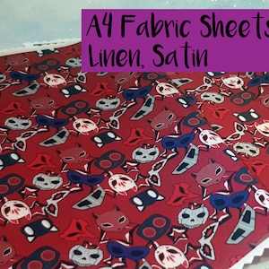 A4 size Mask Fabrics - Persona 5, Smash Bros, Confidant, shadows, linen, satin, joker, panther, skull, morgana, queen, nior