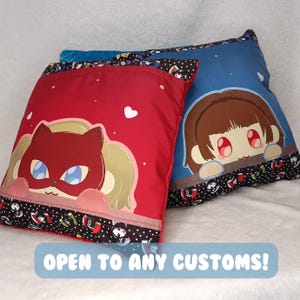 P5 Peep Head Character Pillows - Open to customs - Makoto, Ann, Ryuji, Futaba, Aketchi, Ren, Yusuke, Phantom Thieves, SMT, Game, Gift, Chibi