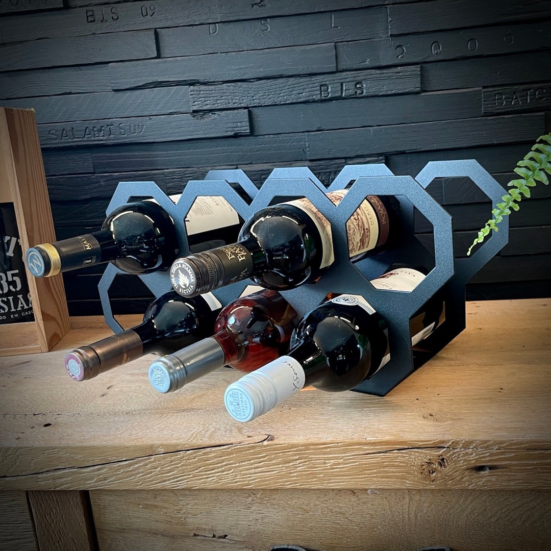 Modern Black Metal Wine Rack – Minimalist Bottle Holder for Wall or ...
