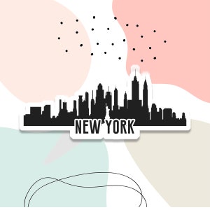 Adesivo in vinile dello skyline di New York, Manhattan, regalo del migliore amico, regalo di compleanno, adesivo per laptop, adesivo per bottiglie d'acqua, adesivo hydroflash