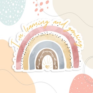 Ik leer en groei sticker, planner cadeausticker, laptopsticker, motiverende sticker, bekersticker, sticker telefoonhoesje, stickers