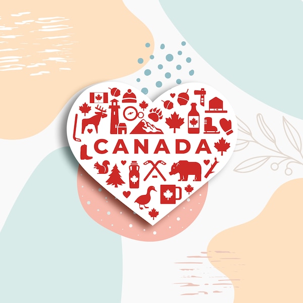 Canada elements  vinyl sticker, Canada Lover sticker, travel stickers, Canada stickers, Best friend gift, birthday gift, laptop sticker