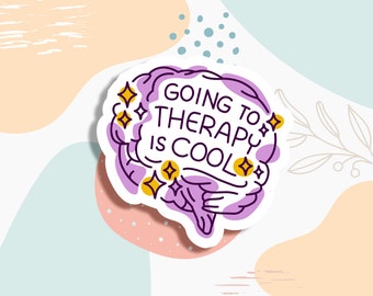 Going to Therapy is Cool Sticker, Mental Health Sticker, water bottle sticker, laptop sticker, Mental Health Awareness, positivity sticker