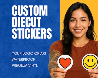25 Custom Vinyl Stickers: Die Cut, Waterproof Logo Decals