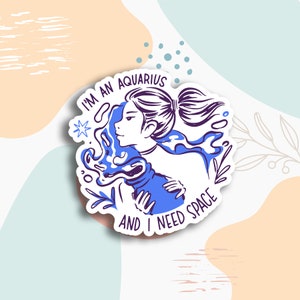 Sticker zodiaque Verseau, cadeau ami du zodiaque, stickers planificateur, cadeau d'anniversaire, sticker zodiaque pour ordinateur portable, sticker gobelet, sticker bouteille d'eau