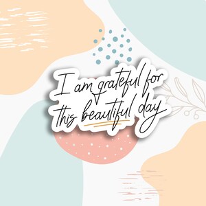 Adesivo Estou grato, adesivos de afirmação fofos, espalhe positividade com esses adoráveis decalques decorativos, adesivo para laptop, adesivo para planejadores