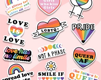Pride Sticker Pack, LGBTQ sticker, planner sticker, pride laptop sticker, gay laptop sticker, pride tumbler sticker, gay waterbottle sticker