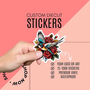 Custom Vinyl Stickers, Vinyl Die Cut Stickers, Logo Stickers waterproof, Fast Shipping, Outdoor Stickers, custom bulk stickers