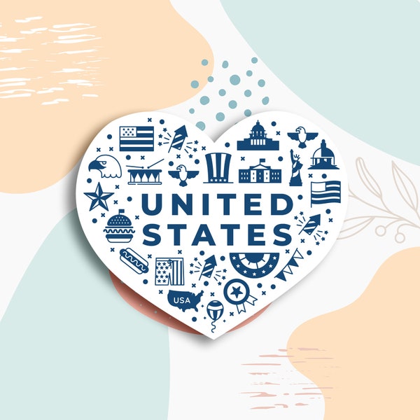 United States elements vinyl sticker, United States Lover sticker, travel sticker, Best friend gift, birthday gift, laptop sticker
