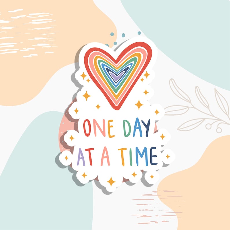 One day at the time, Mental Health Sticker, water bottle sticker, laptop sticker, Mental Health Awareness, positivity sticker, Decals imagem 1