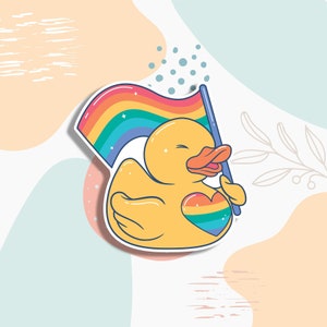 Lindo pato del orgullo, calcomanía lgbtq, calcomanía para agenda, calcomanía para laptop del orgullo, calcomanía para laptop gay, calcomanía para vaso del orgullo, calcomanía para botella de agua gay