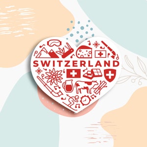 Switzerland elements vinyl sticker, Switzerland Lover sticker, travel stickers, Best friend gift, birthday gift, laptop sticker