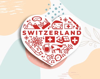 Switzerland elements vinyl sticker, Switzerland Lover sticker, travel stickers, Best friend gift, birthday gift, laptop sticker