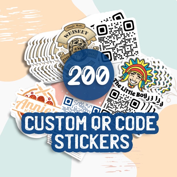 200 Custom Vinyl Die Cut QR code Sticker, Custom Logo Sticker, Personalized Vinyl Stickers, Labels Stickers Custom, QR Code Custom Sticker