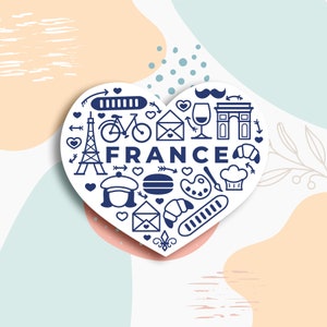 Frankreich Elemente Vinyl Aufkleber, Frankreich Aufkleber, Frankreich Aufkleber, Geschenk für den besten Freund, Planer Geschenk, Laptop Aufkleber, Becher Aufkleber